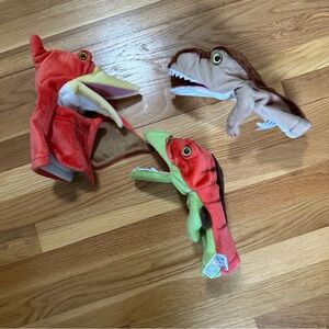 3 aurora brand dinosaur plush 10” hand puppets VGUC